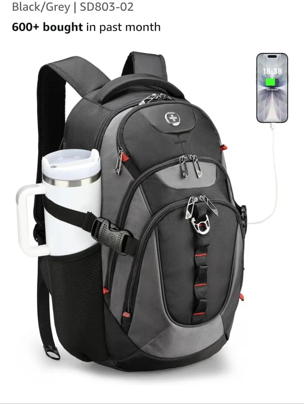 Swiss Travel Backpack College School Laptop Backpack Usb Charging Port